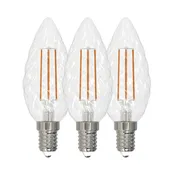 3pk LED E14 krystall klar 3W dimbar