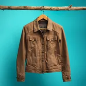 Women's Brown Utility Jacket with Button Front and Chest Pockets