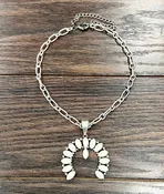 15" Squash Naja White Turquoise Necklace