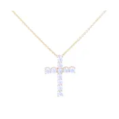 14K Yellow Gold 11 Diamond Cross - Straight lines