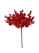 11" Red Mini Glitter Eucalyptus Spray