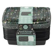 24pc Food Storage Set Plastic - Black Daisy Floral