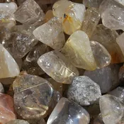 10pcs Golden Rutile Quartz Crystal Tumbled Stones, Extra Small Gold Rutilated Quartz Crystal Set