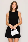 DX46319 | Drop Waist Smocked Woven Mini Dress