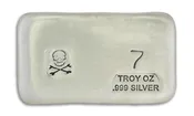 7 oz Silver Bar-Skull and Crossbones