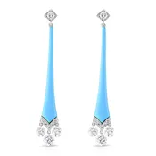Cicada Platinum, Diamond & Turquoise Enamel Drop Earrings