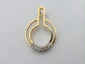 14K Gold Art Deco Circle Pendant with Diamonds
