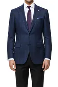 (36R) Regular Fit Wool & Linen Blue Plaid Blazer