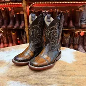 CUEVAS TRADITION | KB014 | WESTERN BOOTS | WIDE SQUARE TOE | LEATHER SOLE | HAND TOOLED | WASHED