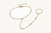 Bracelet 14Kt Mixed Gold Hand Chain Diamonds by the Yard