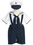 Boys’ Sailor Top &amp; Navy Suspender Shorts