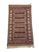 Afghan Area Rug 3x5 – Handwoven “Qalam” Stripe Wool Rug with Precision Design — SANTA KILIM