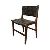 The Calder Chair | Woven Leather & Hardwood Accent or Dining Chair