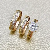 2ct Round Engagement Ring Set - Tricolor