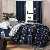 CHICAGO SQUARES SOFT TEXTURE REVERSIBLE COMFORTER SET 6 PCS QUEEN SIZE MADE IN MEXICO