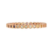 0.30ct Rainbow Sapphire Mini Bezel Band in 18K Rose Gold, Size 7