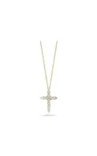 15mm Gold Diamond Cross Necklace