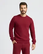 Dark Maroon Fleece French Terry Pullover Crew Neck
