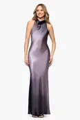 "Alina" Ombre Satin Cowl Tie Neck Dress