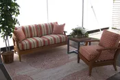 TEAK SOFA, CHAIR AND END TABLE
