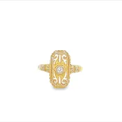14kt Two Tone Filagree Design w/  Bezzle Set 0.10 Ct Diamond Ring