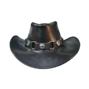 Black Leather Cowboy Hat | Buffalo Concho Hat