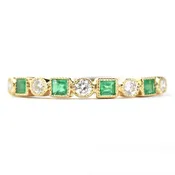 14k Yellow Gold Emerald & Diamond Band