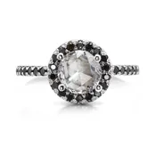 Rose Cut & Black Diamond Halo Ring