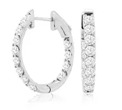 3.00ctw Oval Shape Diamond Hoops in White Gold