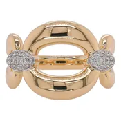 14K Two-Tone Gold Diamond Oval Link Ring | 0.20 CTW