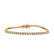 14K Rose Gold Natural 3.32 Carat Round Brilliant Cut Diamond Tennis Bracelet