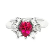 1.03 Carat Shield-Cut Ruby Diamond Platinum Ring, GIA Certified
