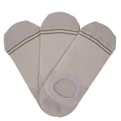 Beige No Show Socks- 3 Pack