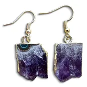 Amethyst Raw Earrings in 18K Gold 925