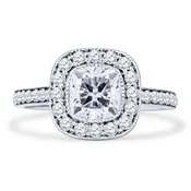 1.31ct Cushion Cut Diamond Halo Engagement Ring