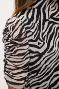 ANIMAL PRINT MESH RUCHED MOCKNECK