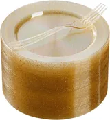 Goodluck 120PCS 7" Gold Glitter Dessert Plastic Plates with 7.4" Forks, Gold Appetizer Plates for 60 Guests, Including 60 Disposable Cake Plastic Plates and 60 Forks for Wedding/Birthday Party