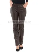 5 Pocket Ladies Leather Brown Pants