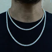 4MM Iced Out Diamond Tennis Chain | Men's Jewelry | Diamond Necklace | Hip Hop Tennis Chain | Hip Hop Necklace | Iced Out Necklace |