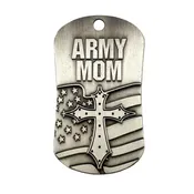 Army Mom Antique Finish Dog Tag Necklace - 1 Co 13:7-8