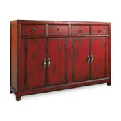58'' Red Asian Cabinet