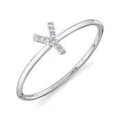 0.03CT 14K W/G DIAMOND LADYS RING - INITIAL Y