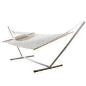 Deluxe 52 Quilted Fabric Hammock with Patented KD Space Saving Hammock Stand and Pillow Combo - Chevron
