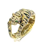 18K Gold 13.5ct Diamonds with emeralds Tiger Bracelet