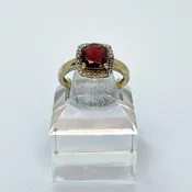 10K Garnet Cushion Cut Ring