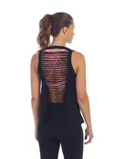 American Fitness Couture Women's Get Shredded Laser Cut Open Back Tank Top