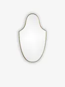 1950's Elongated Shield Mirror in Aged Brass in the Style of Gio Ponti