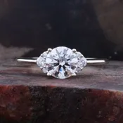Dainty Arc-Framed Ring with 1 Carat Lab-Grown Diamond Center