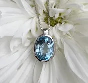 Big Blue Topaz Bezel Pendant — ROGERS & CO. fine jewelry and design: Missoula, MT: Jewelry Store, Engagement Rings, Chalet Jewelers