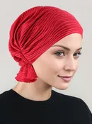 ABBEY-657#The Abbey Cap in Red Wave Micro Ruffle
